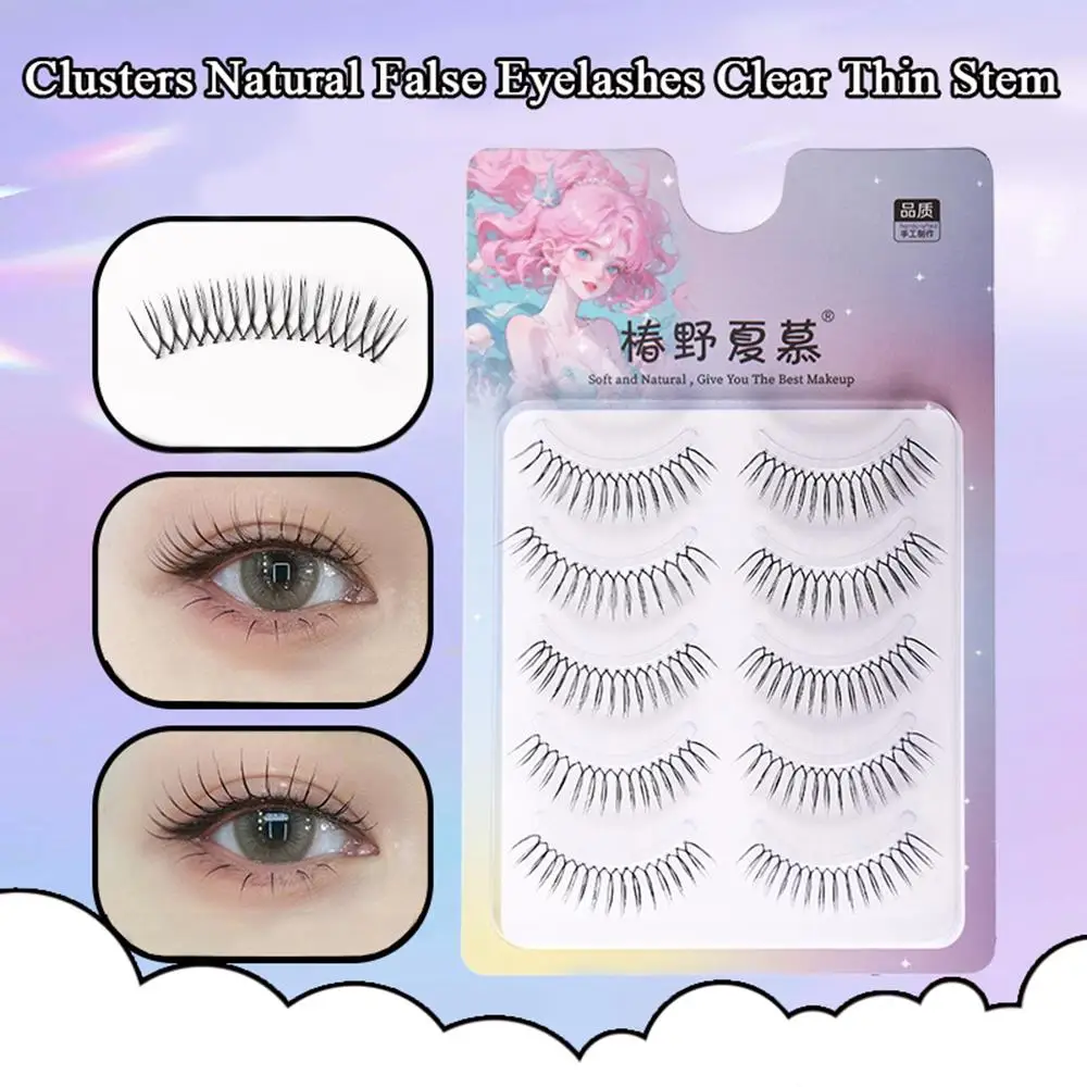 Korean U-shaped Transparent Stem Eyelashes Natural Wispy Comic Eye Reusable False Eyelashes Lash Extension Cosmetics Beauty