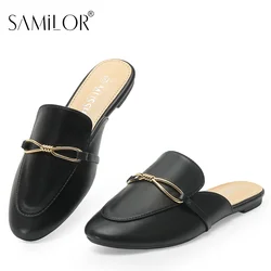 Samilor Fashion Pointed Toe Half Slippers Women Flat Shoes Ladies Slides Outside Mules Designer Sandals 2024 Summer Sandal