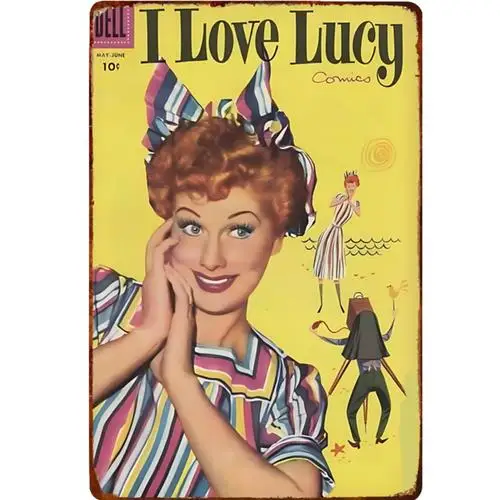 Vintage Lucille Ball Metal Sign 50s I Love Lucy TV Show Wall Decor ;