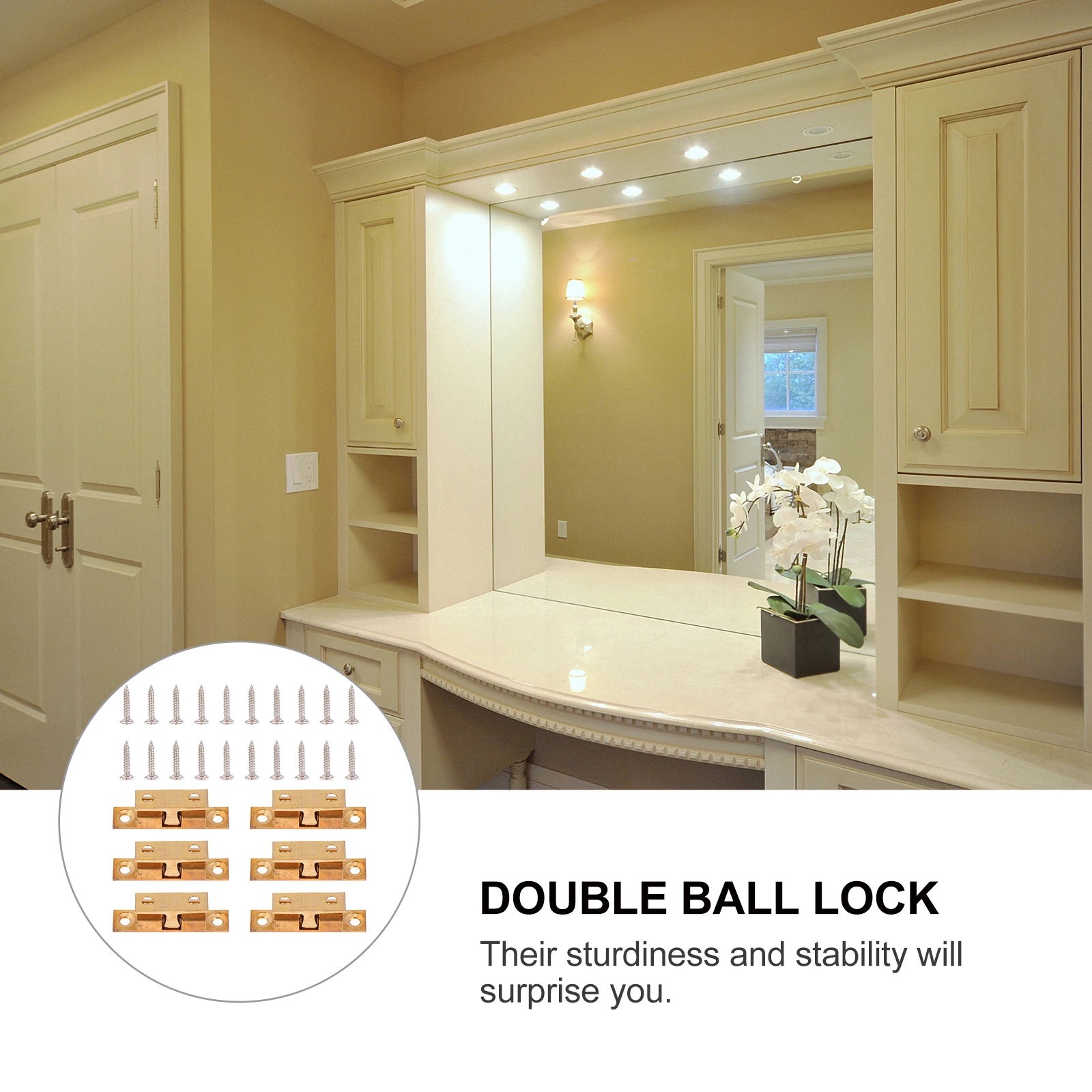 

10 Pcs Catches Door Strong Copper Furniture Cabinet Catch Spring Lock Adjustable Smooth Quiet Durable
