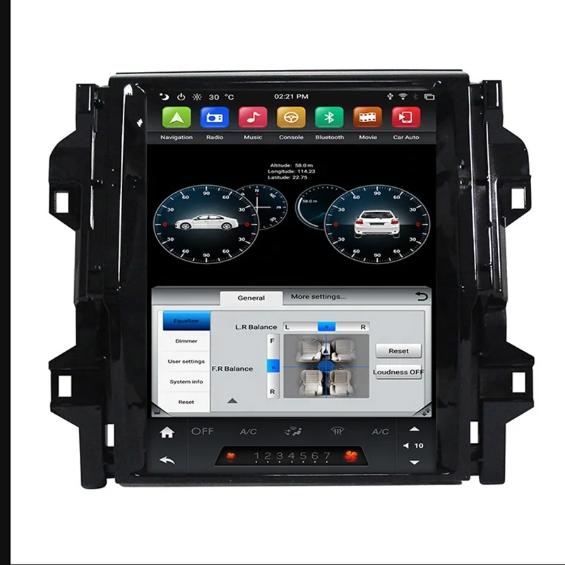 12.1'' Vertical Screen 4G+64GB  Android 9.0 Car Radio Car Multimedia Player for  Fortuner  2016 with CarPlay/DSP/IPS