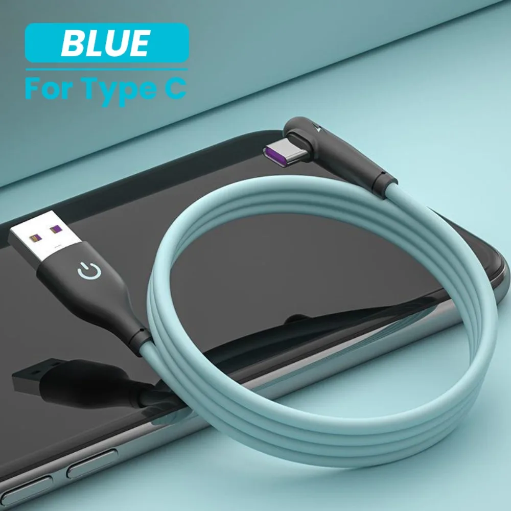 Cord Usb C Charging Line Type C Data Cable Fast Charging Cord 90 Degree Charger Cable 5A Type C Cable Soft Silicone USB C Cable