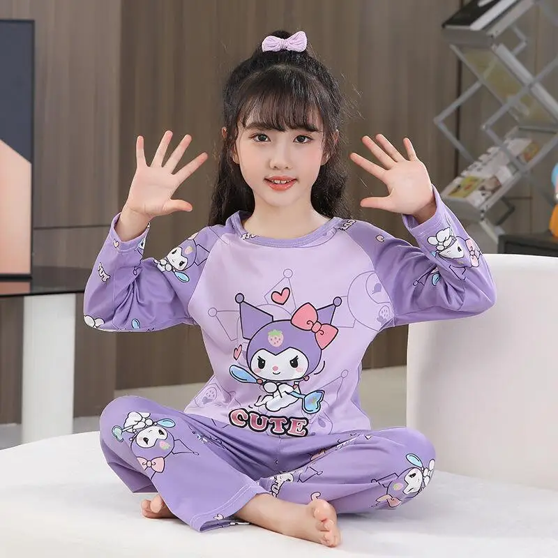 

Sanrio Medium to Large Children's Cartoon Baby Home Clothes Kuromi My Melody Little Girls' Pajamas Meileti Pajama Lady Clothing