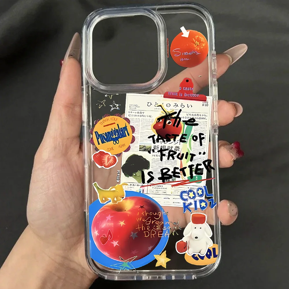 Funda de teléfono con diseño de frutas de estilo coreano para iPhone 17 Air 16 Pro Max 15 14 Plus 13 12 Mini 11 Pro, funda trasera de silicona a prueba de golpes