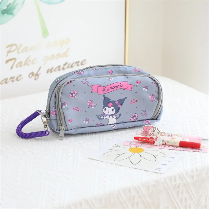 Trousse à Crayons Double Couche de Grande Capacité, Trousse Cosmétique, Dessin Animé Sanurgente Cinnamoroll Melody Kuromi Pochacco