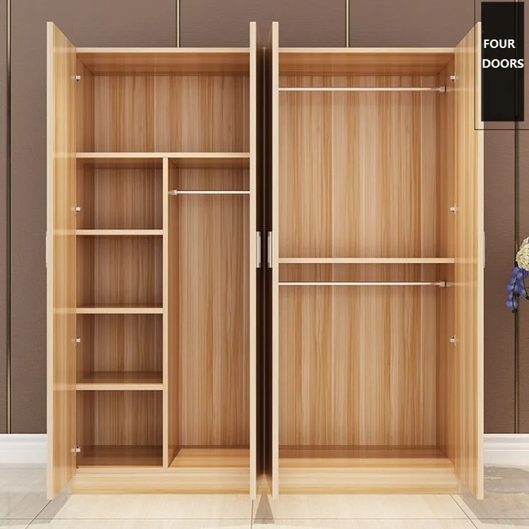 Factory Direct Supply Cheap Simple Modern Two Three Four Doors Wooden Clothes Wardrobe Closet for Bedroom Furniture