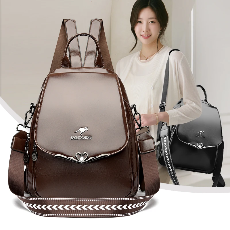 Роскошный винтажный кожаный рюкзак большой вместимости, женская модная большая сумка, повседневный рюкзак большой вместимости, стильный кошелек на плечо