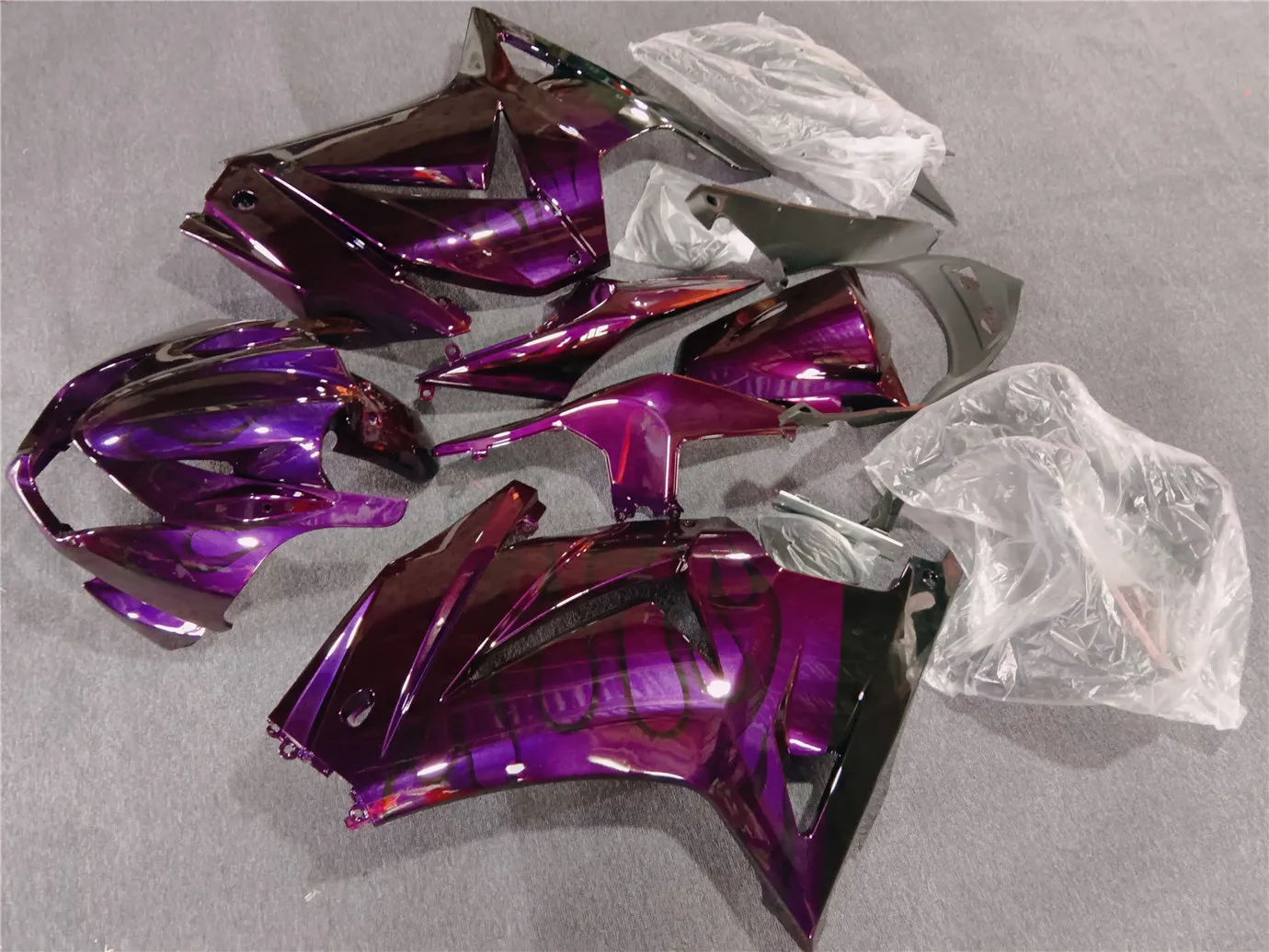 Motorcycle Fairing Set Suitable for Kawasaki Ninja 250 08-12 EX250 2008 2009 2010 2011 2012 Body fairing Black Purple