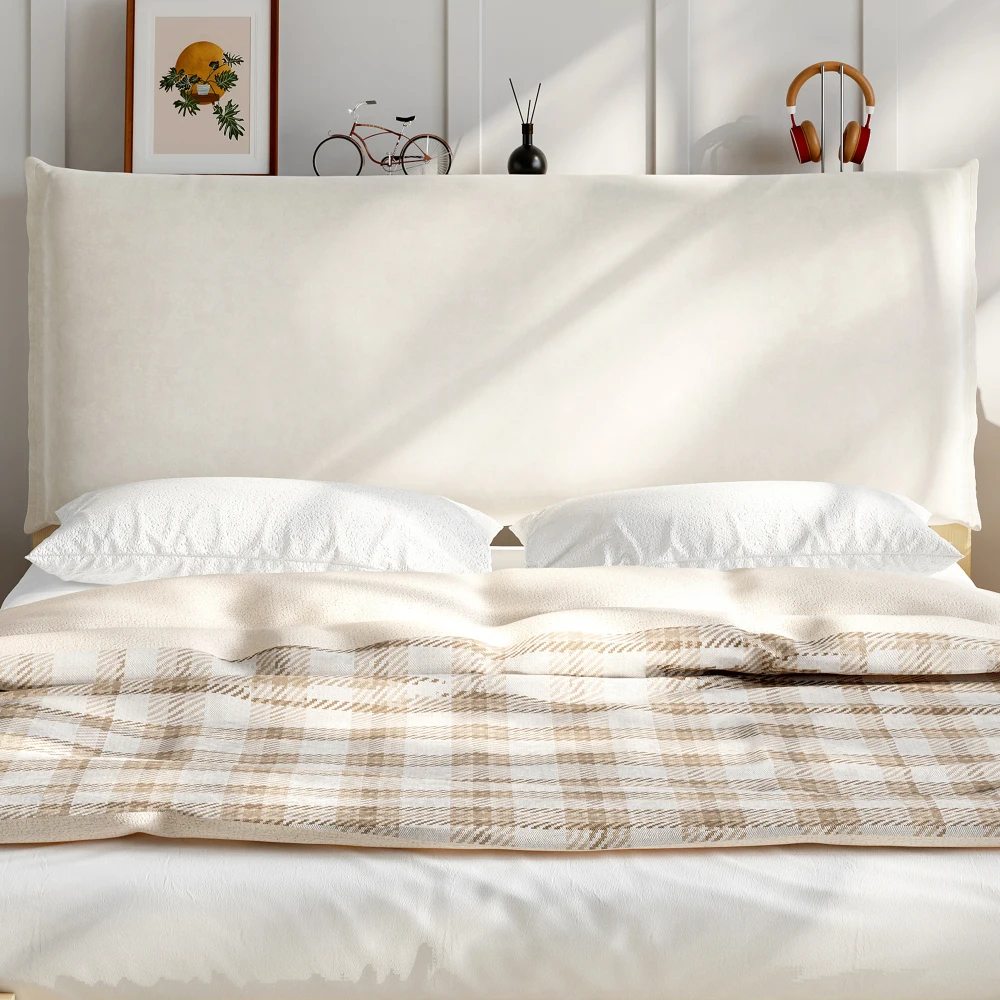 PINGGO Samtbezogenes Einzelbett für Kinder, weiche Rückenlehne, stabile Lattenbasis, breite Beine, Kiefer, Schwamm, Sperrholz, 140 x 200 cm, ohne Matratze – Detail 15
