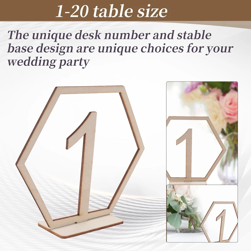 Wooden Table Number Wedding Reception Escort Card Holder Country Party Wedding Decoration Number Block With Stand Base-A021