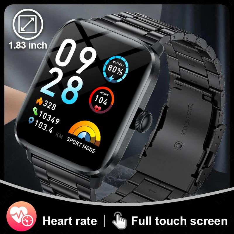 

Мужские умные часы LIGE с сенсорным экраном 1,83 дюйма, браслет для измерения пульса, спортивный фитнес-трекер, женские умные часы для Android IOS + подарок