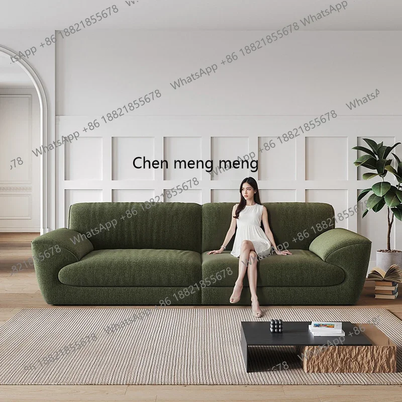 

H Italian minimalist French retro living room small apartment removable and washable straight row fabric sofa