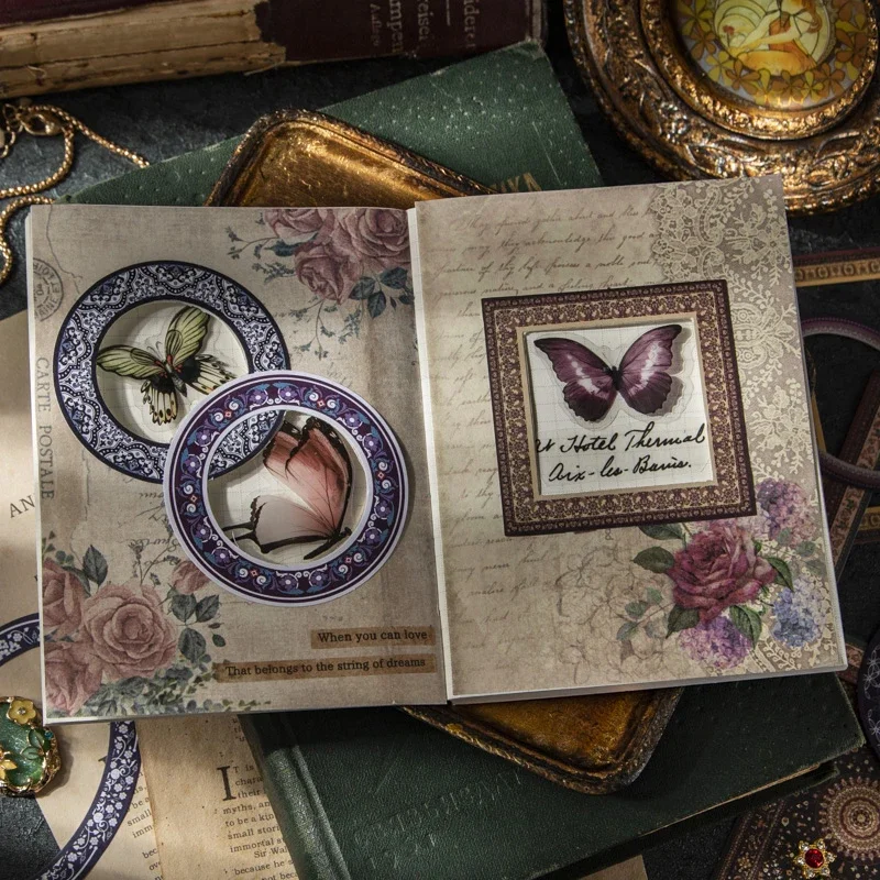 Clássico Vintage Frame Pattern Sticker, Arte Retro Material, Material Escolar, Decoração, Papelaria, 137x85mm, 30Pcs