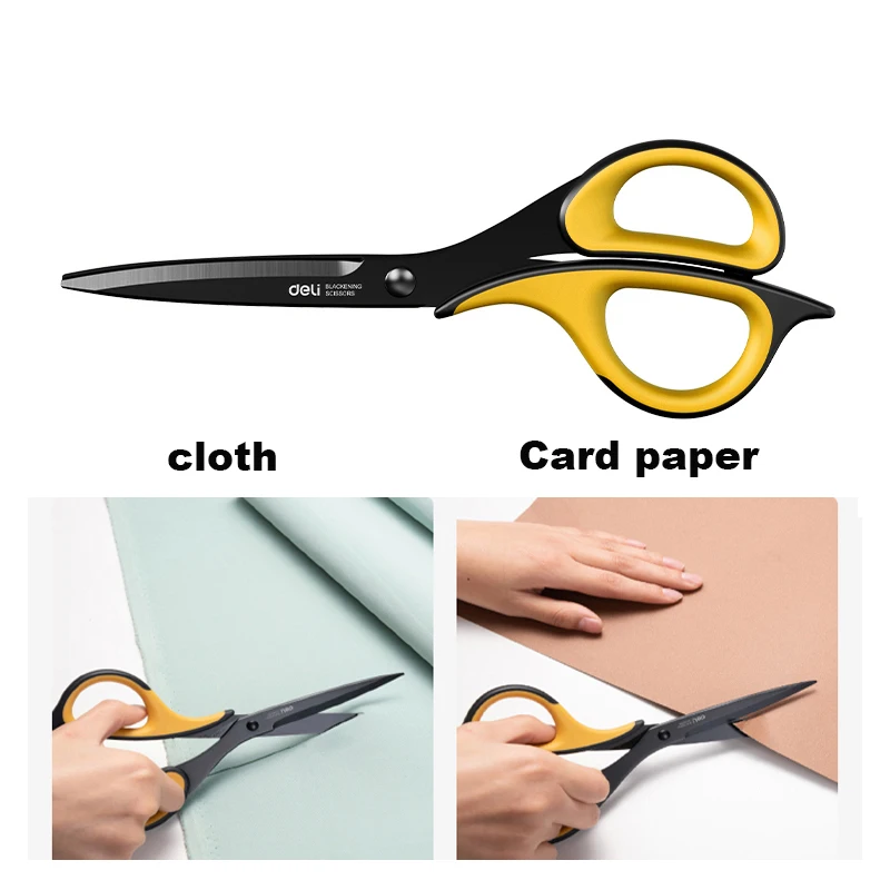 Deli-Tijeras antiadherentes de acero inoxidable para el hogar y la Oficina, caja de papel artesanal hecha a mano, herramientas de corte de tela