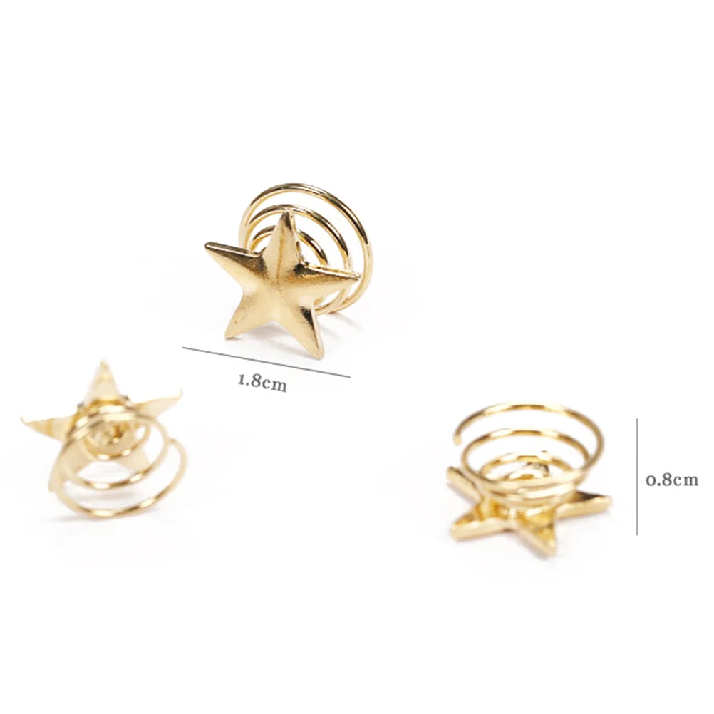 5 قطعة دبوس شعر نسائي بتصميم نجمة مشبك حلزوني معدني لكعكة فوضوية إكسسوار أنيق دبوس شعر دوامة ذهبي للارتداء اليومي