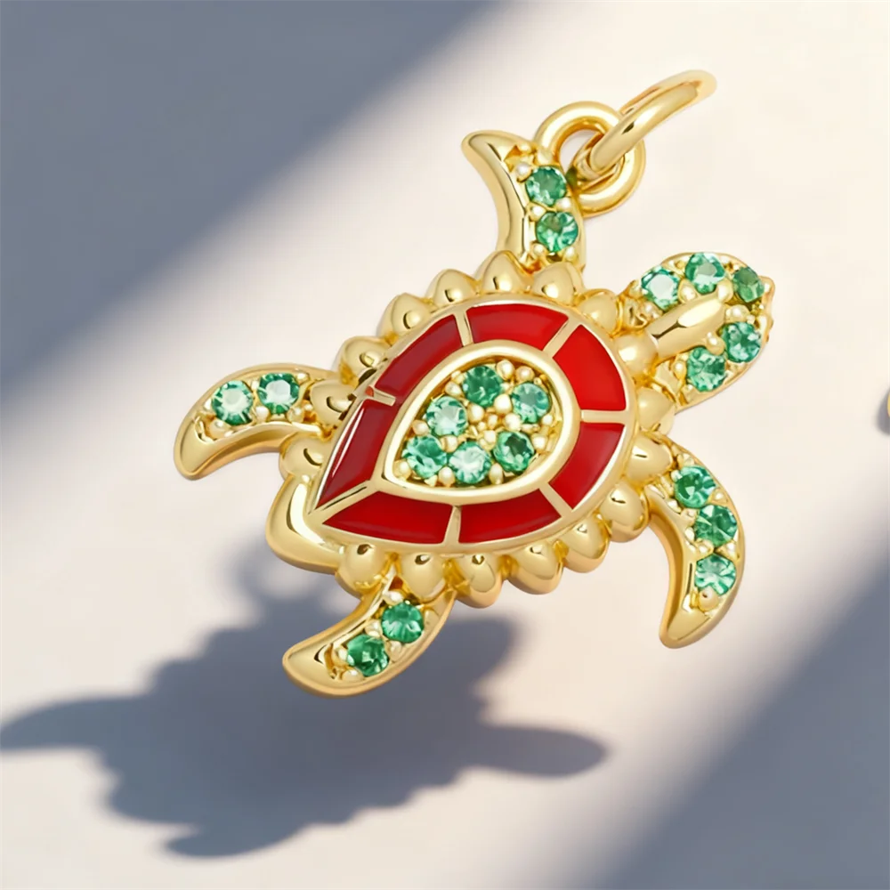 

4 шт. подвески из латуни, эмалированные подвески в виде черепахи с фианитом для DIY ювелирных изделий, ожерелья, браслета, морского стиля, повседневная одежда для вечеринок