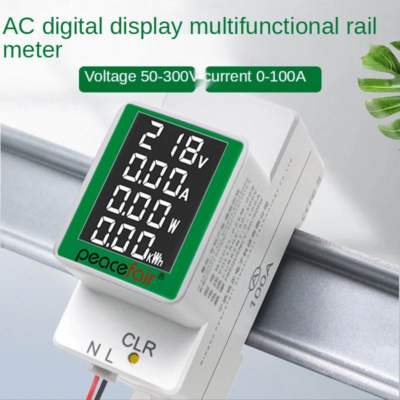 AC Digital Display Multi-function Rail Meter Voltage and Current Meter AC50-300V/100A Tester