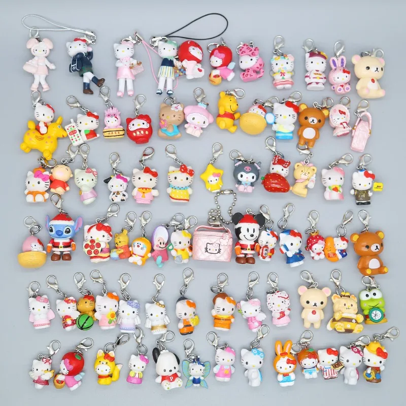 

Hello Kitty Keychain Pendant Kawaii Anime Toy Desktop Decoration Bag Zipper Phone Chain Lace Decoration Girl Student Wholesale
