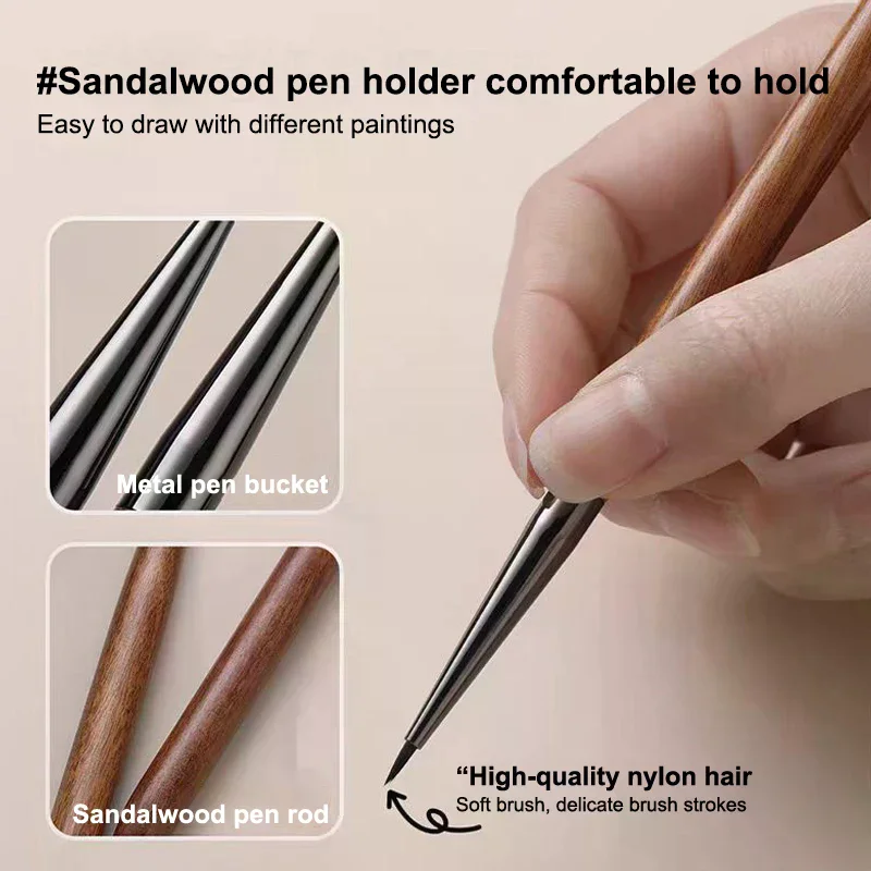 Pincel de Gel UV para uñas de sándalo, delineador para decoración de uñas, pintura de flores, bolígrafo de dibujo, herramienta de manicura