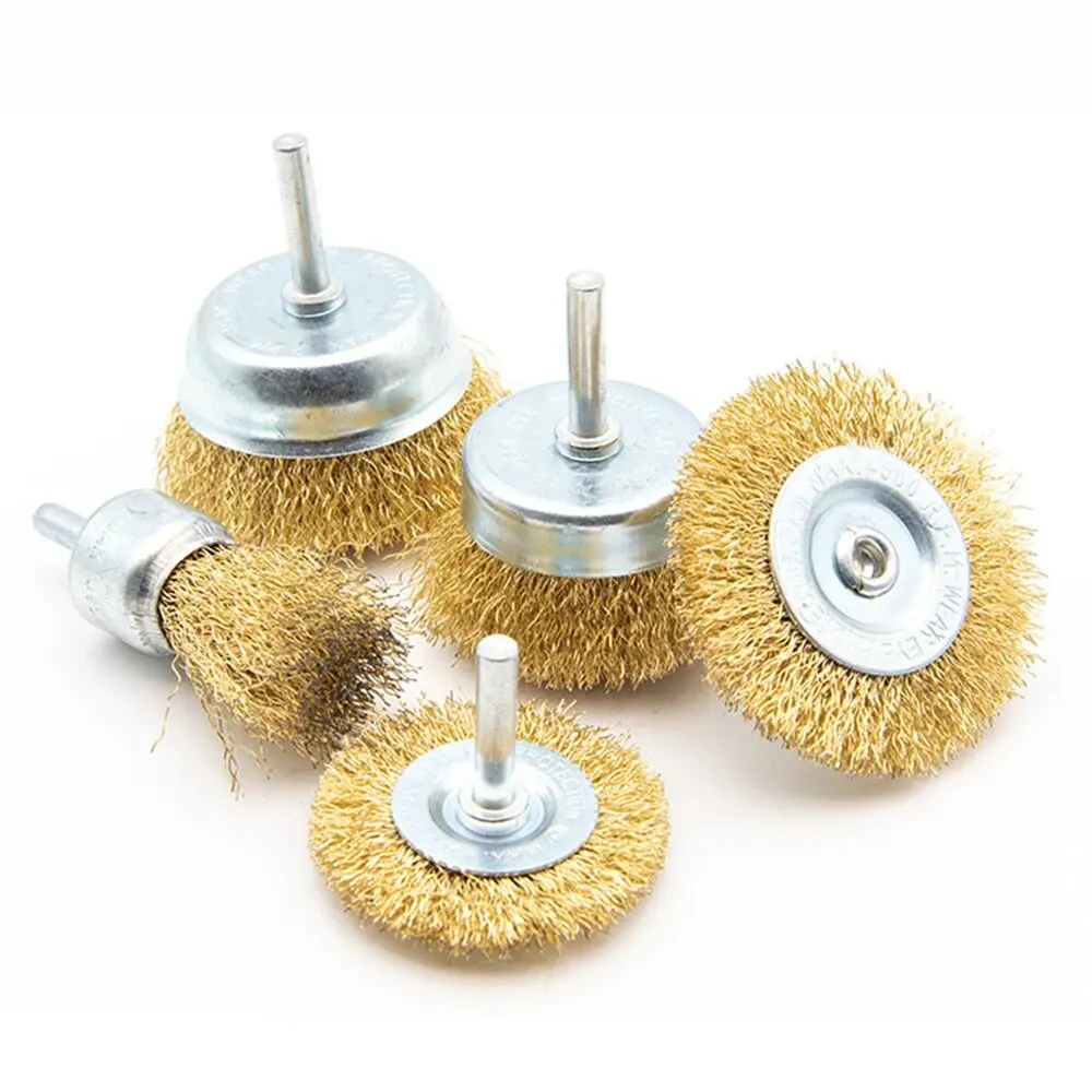 3PC Pen Type Steel Wire Brush 5PC Electric Drill Steel Wire Wheel with Rod Polish and Rust Removal Electric Drill Tool Accessory