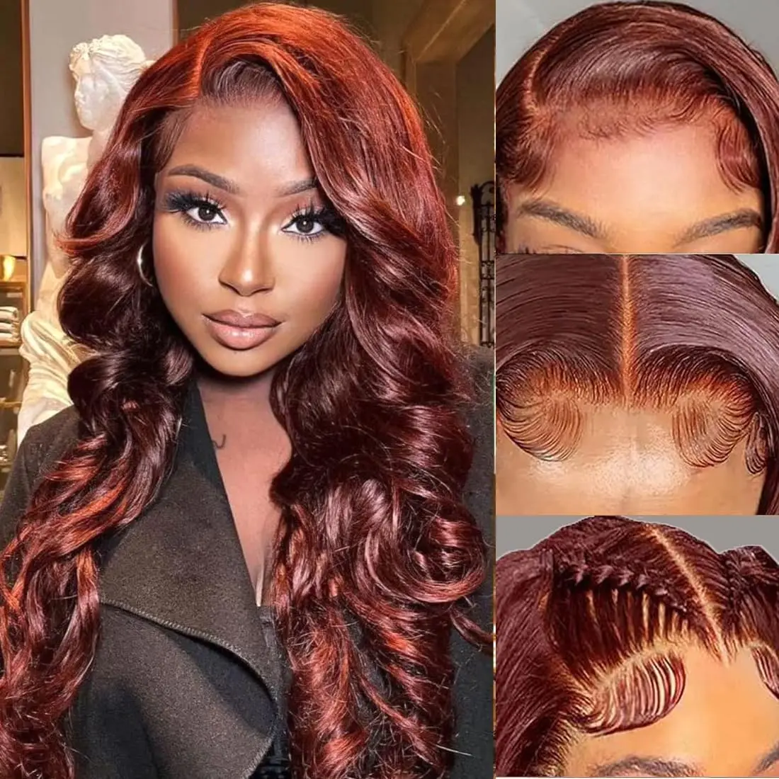 

Reddish Brown 13x4 Body Wave Wigs Human Hair Pre Plucked Colored Human Hair Wigs 13x4 Brown Body Wave Lace Front Wig For Women