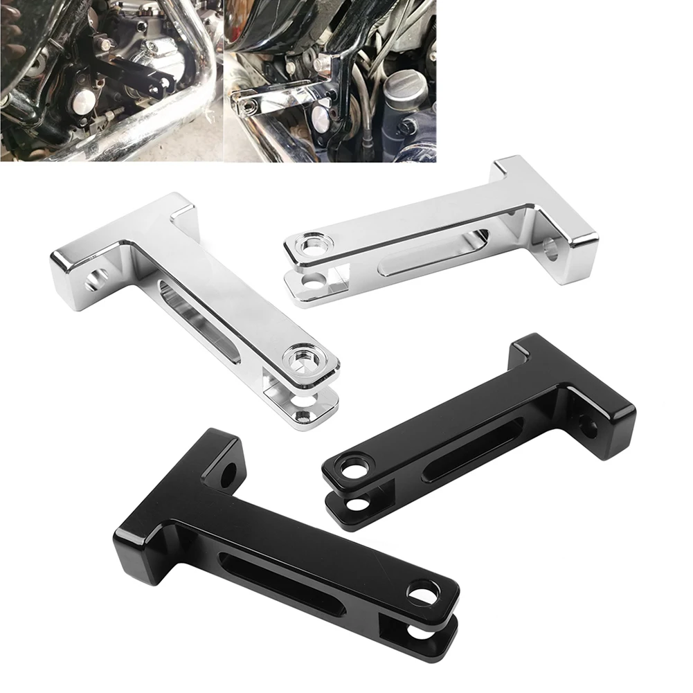 2PCS Black/Chrome Rear Extended Footboard Relocation Bracket Foot Peg Mount Kit Aluminum For Harley Touring Street Glide 1993+