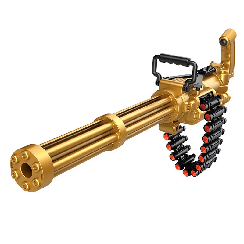 60cm elétrica de disparo contínuo ouro gatling corrente de munição infantil mecanismo de arma de bala macia submetralhadora arma de brinquedo