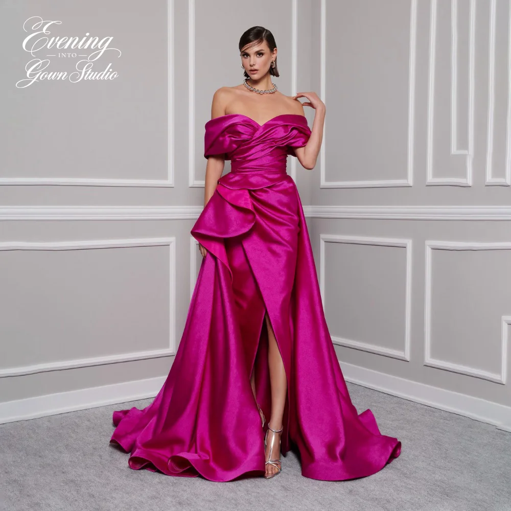 

Robe de soirée plissée à col en V pour femme, robes de soirée fendues sur le côté, personnalisée, robe de soirée élégante