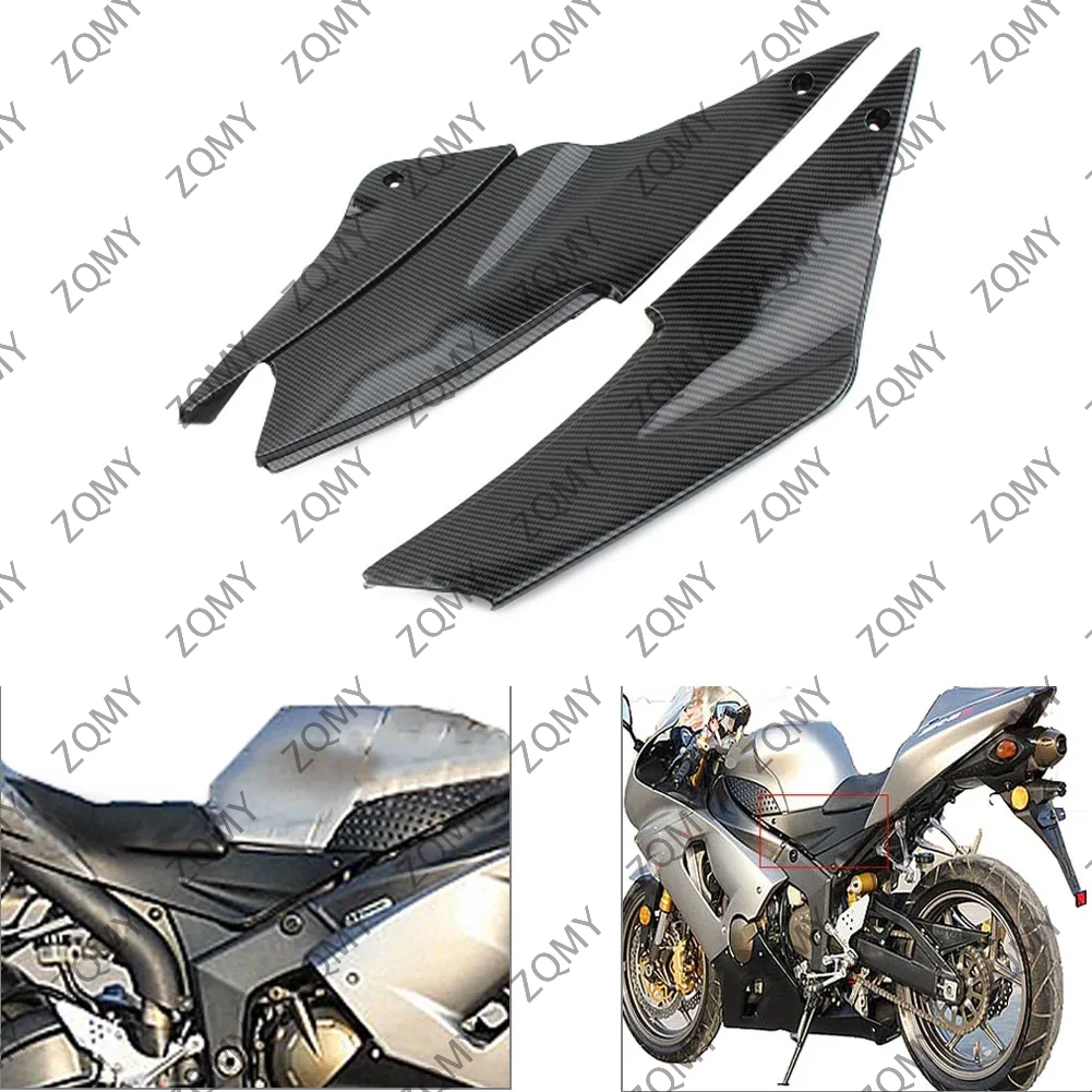 2Pcs Carbon Fiber Pattern Motorcycle Tank Side Cover Panels Fairing Gas Seat Cover Trim Fairing For Kawasaki ZX6R 636 2005 2006