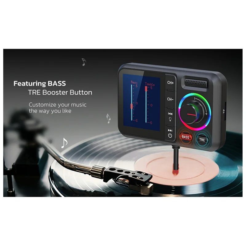 Excellent-BT98L LED Display Bluetooth 5.0 Transmitter Adapter 3.5MM AUX MP3 Player HIFI Audio Adapter For PC TV Car Home Speaker