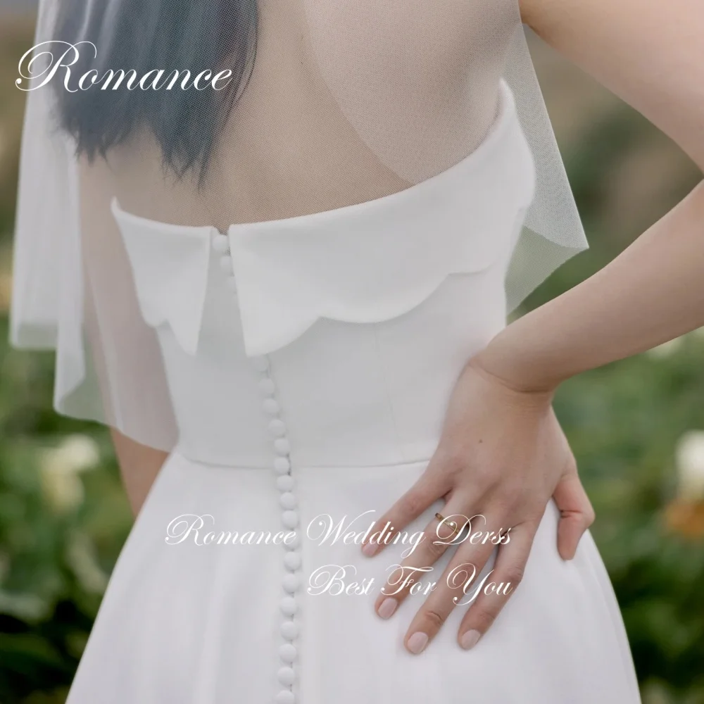 Vestidos De Novia sencillos sin tirantes, sin mangas, corte en A, botones para mujer, espalda abierta, vestido De Novia con abertura lateral, Vestidos De Novia personalizados