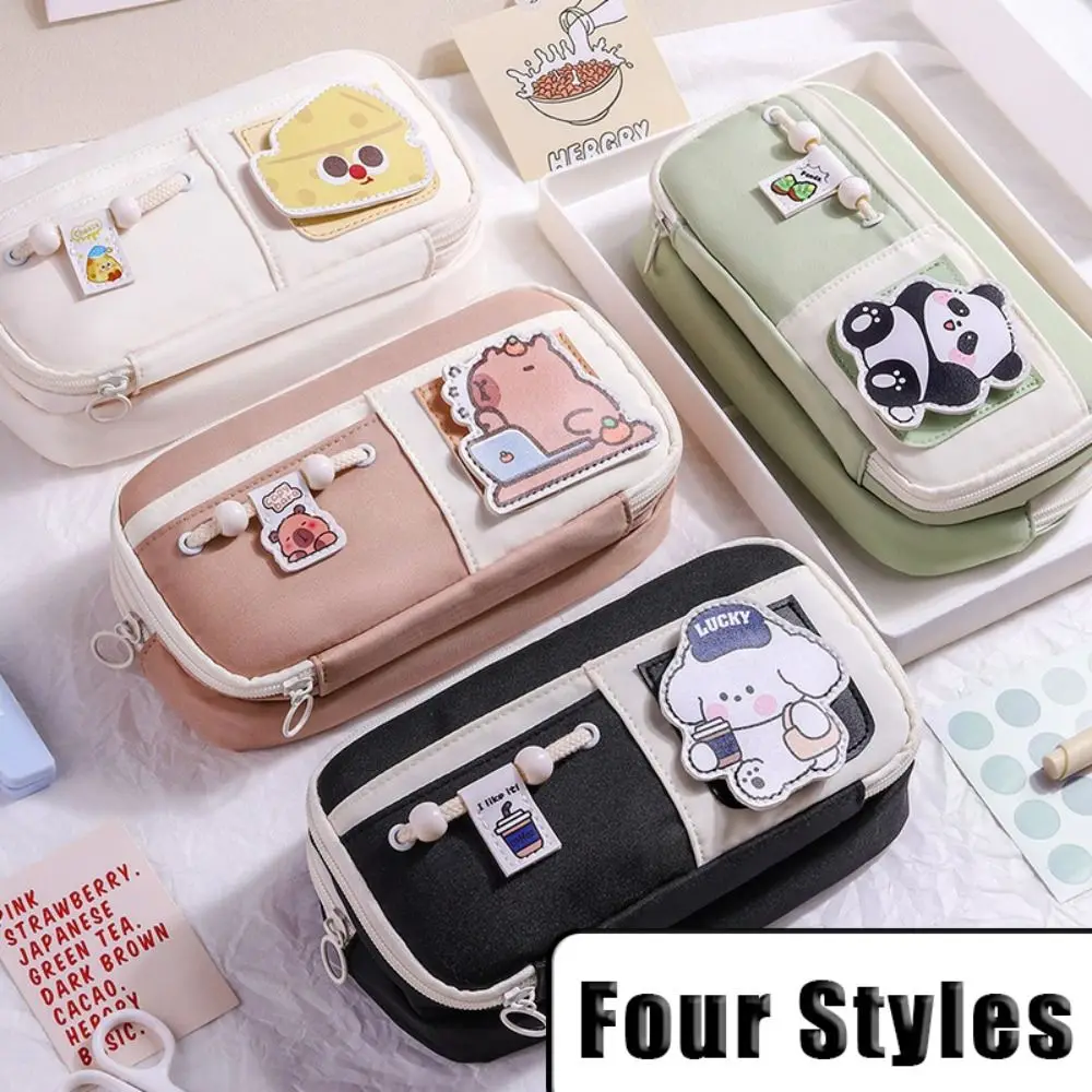 

Nine-Layer Pen Bag Capybara/Puppy/Panda/Cheese Patch Back To School Gift Pencil Case Large Capacity Stationery Organizer Student