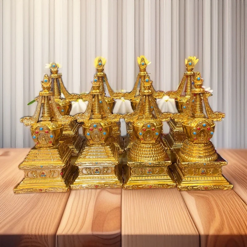 

Pure brass semi-handmade blessing stupa Buddhist hall ornament home living room offering