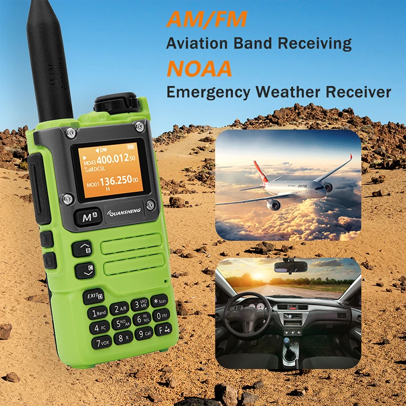 Quansheng UV-K6 Walkie Talkie 5W Green 50-600MHz Full Band Receiving Air Band Type-C  Scrambler NOAA Wireless Frequency CB Radio