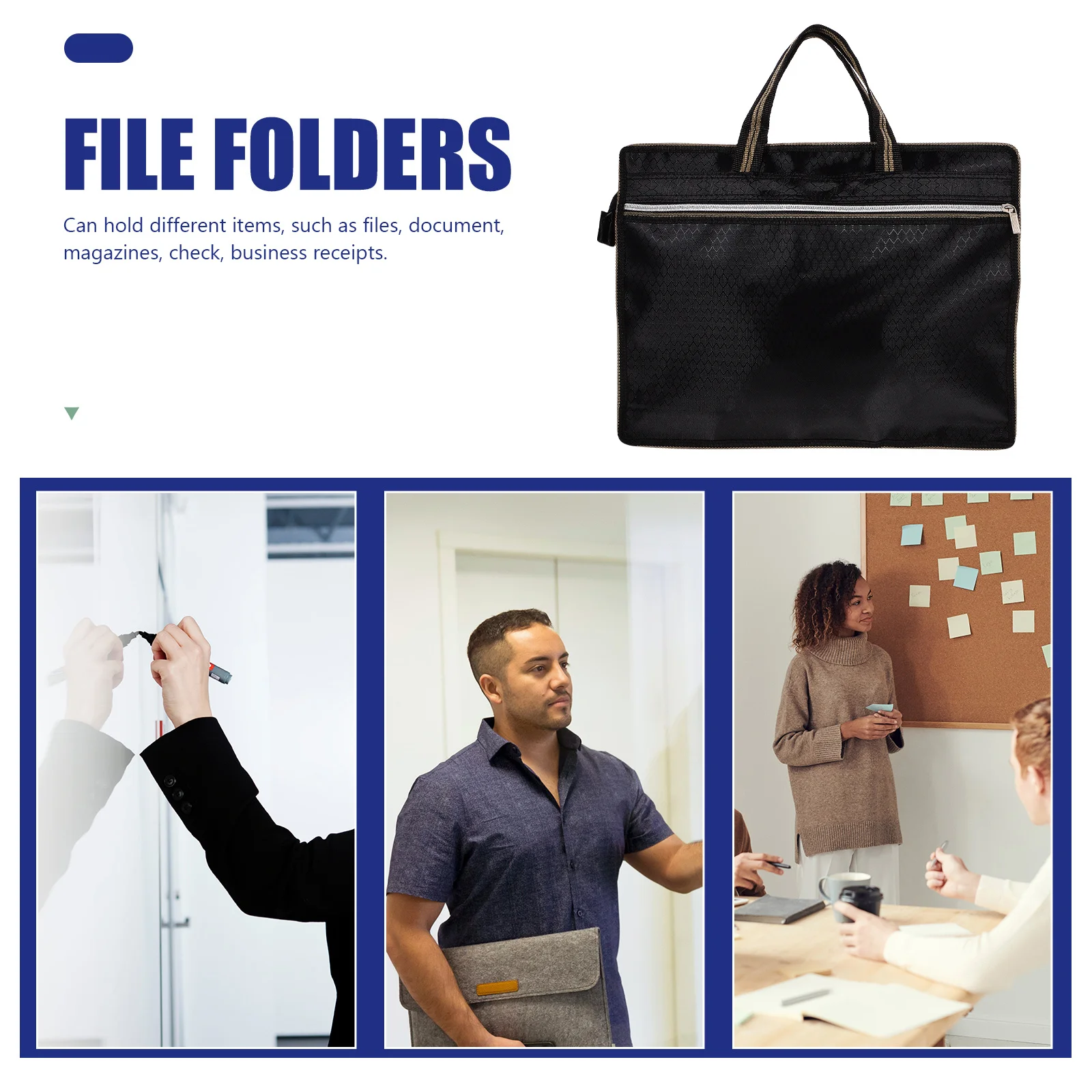 

File Pouch Oxford Cloth Document Organizer Zipper Design Storage Bag For Files Receipts Folders With Pockets Portable