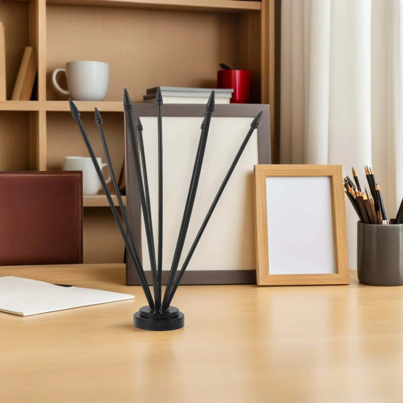 8 Pole Black Desk Flag Holder Solid Plastic Base Stable Indoor Flagpole Stand for Office Classroom National Country Event