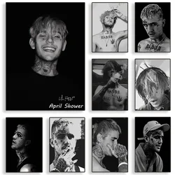 Popular Hip Hop Rapper Lil Peep Black and White Poster Canvas Painting and Prints Wall Art Picture for Room Home Decor Fans Gift