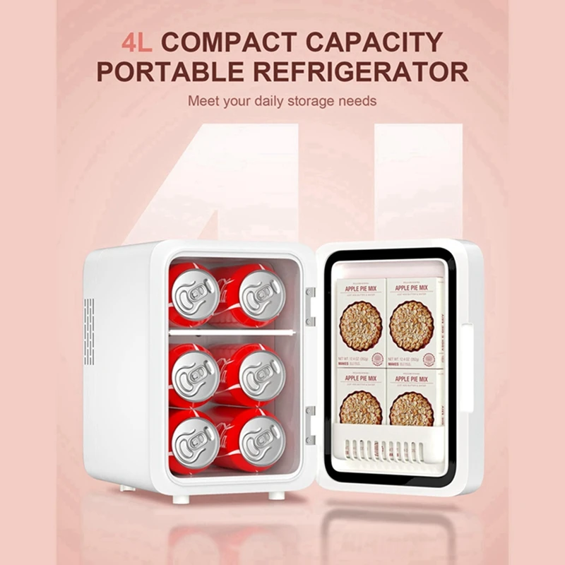 ABNL 6L Makeup Fridge With LED Light Mirror Mini Fridge For Bedroom Car Small Refrigerator For Cosmetics, Skin Care