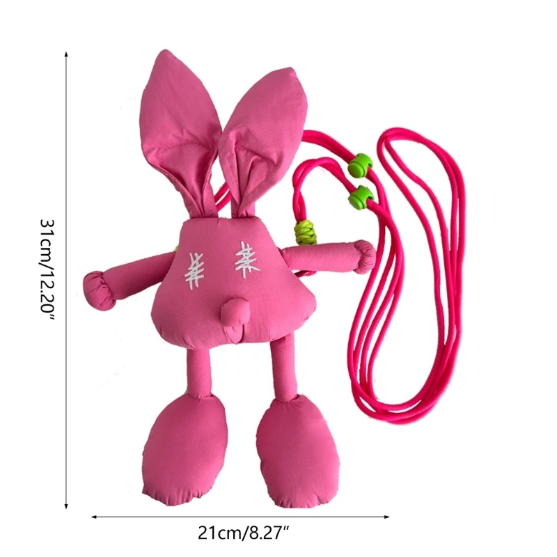 여성 토끼 메신저 가방 부드러운 토끼 크로스 바디 백 귀여운 토끼 숄더 백