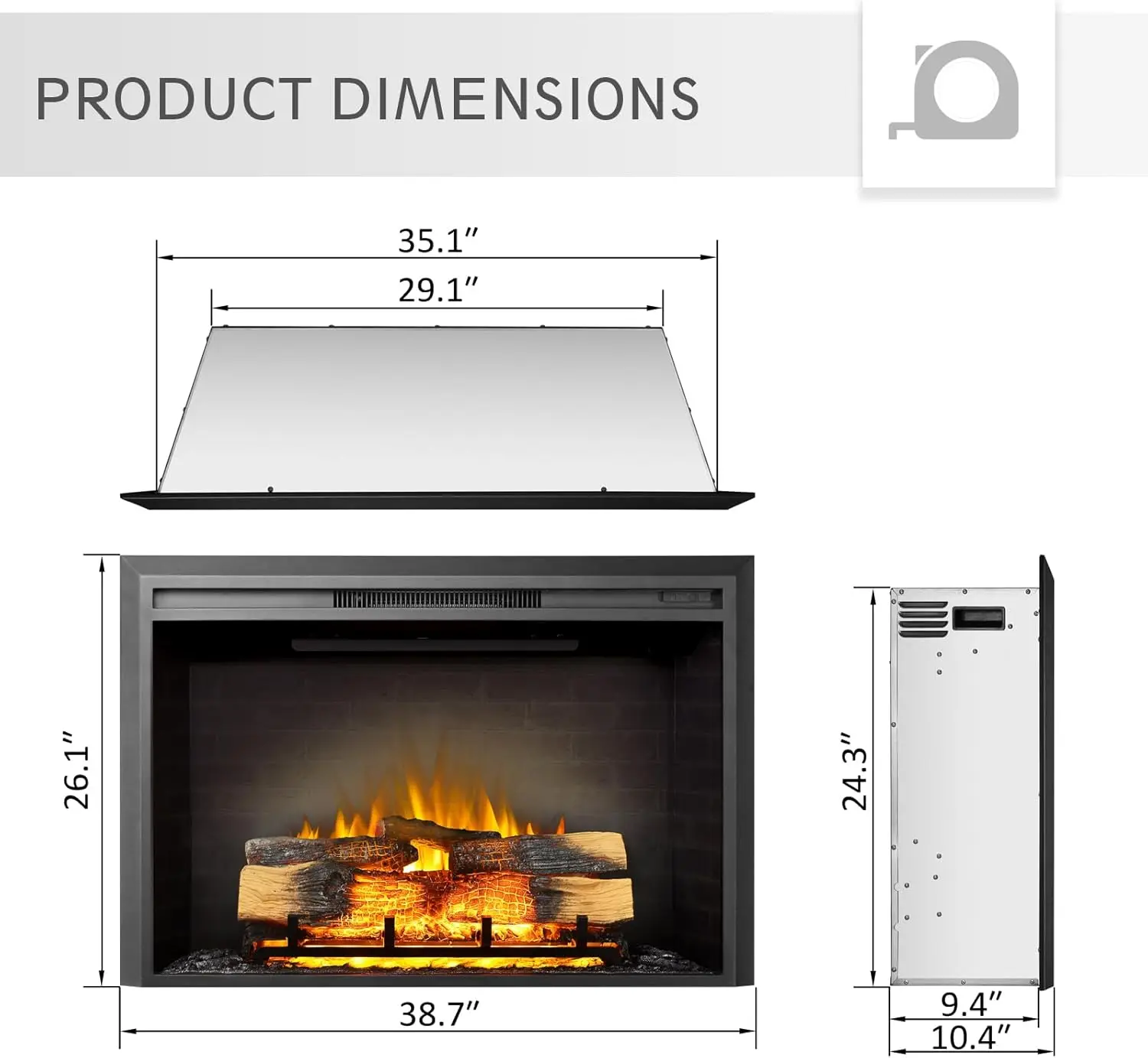 Carl-inserto de chimenea eléctrica de 39 \