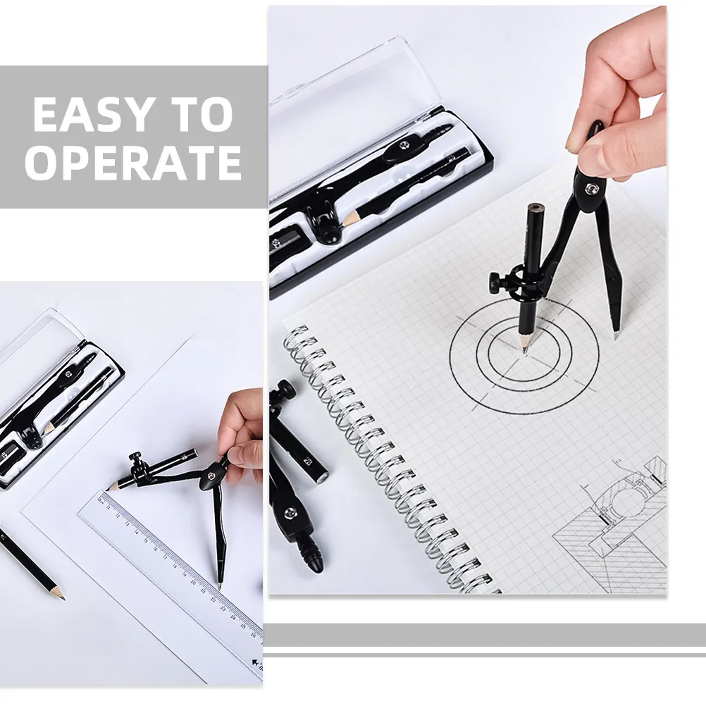 Geometry Drawing Compass Set Precision Math Compass with Non Slip Handle for Drafting and Circle Drawing