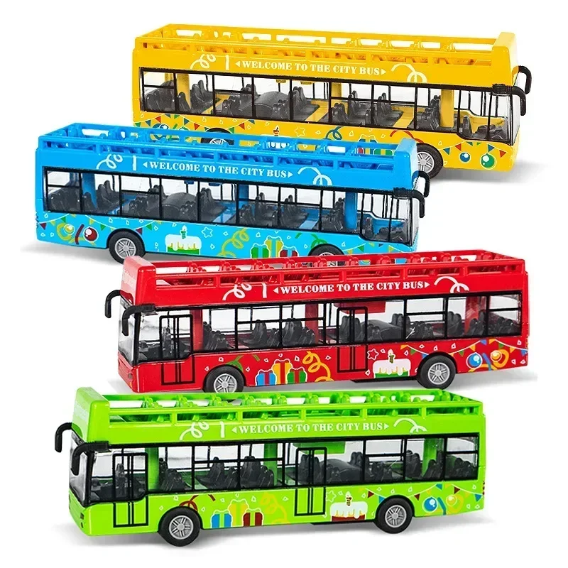 1/50 Double Decker Bus City Tour ABS Car Model Simulate Exquisite Interesting Bus Toys Gifts for Children Convertible Bus