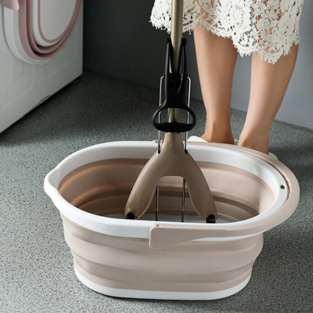 

Folding Mop Bucket Space-saving Buckets with Handles Portable Beige Foldable Cleaning Small Collapsible