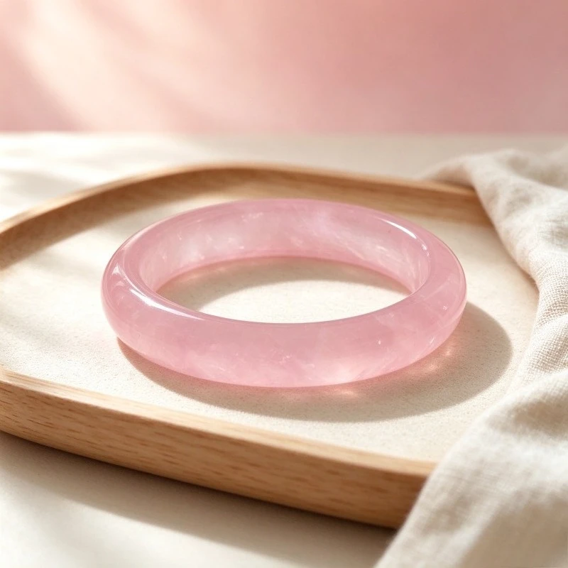Classic Warm Pink Bracelet, Expensive, Elegant and Versatile Daily Jade Bracelet