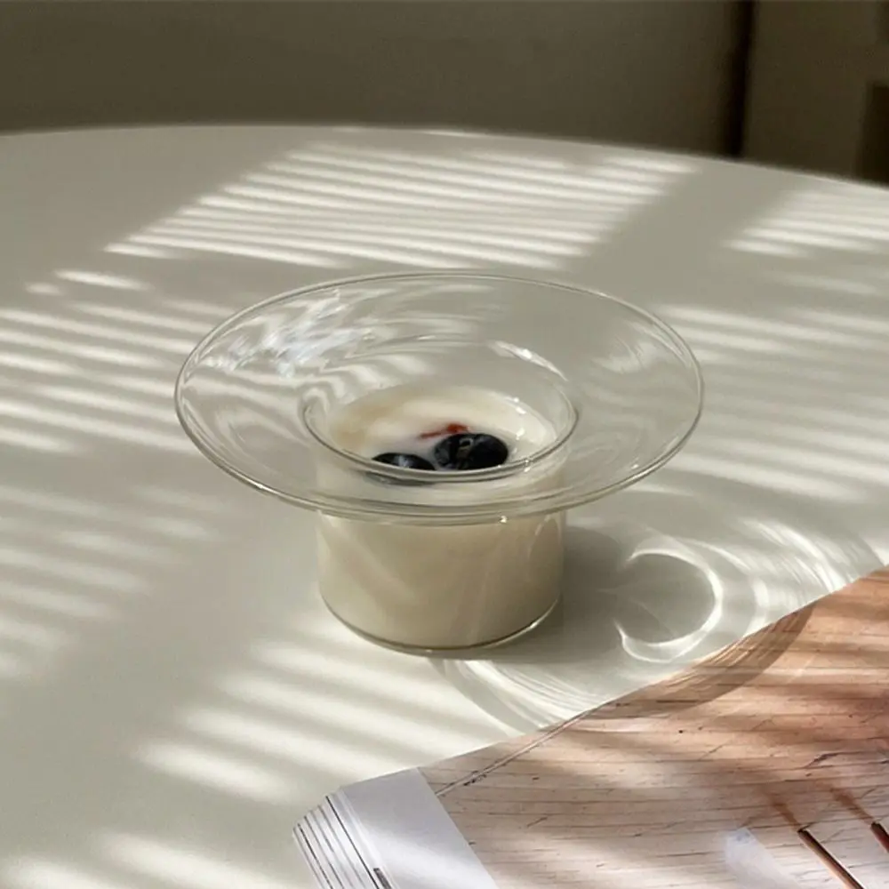 

Home Decoration Transparent Glass Bowl Decorative Straw Hat Shaped Fruit Salad Plate Household Yogurt Bowl Breakfast