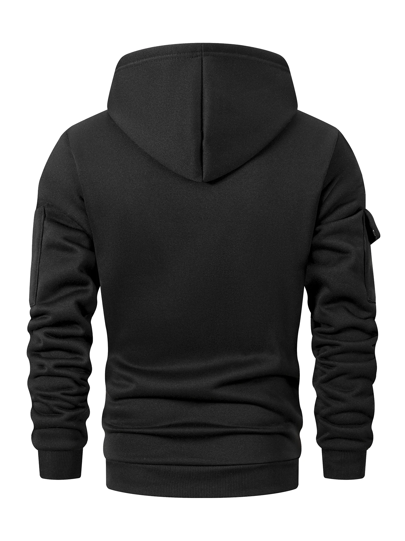 Soft Skin Friendly Thermal Fleece Mens Zip Up Hooded Sweatshirt Functional Side & Arm Pockets Custom Drawstring Hood Relaxed