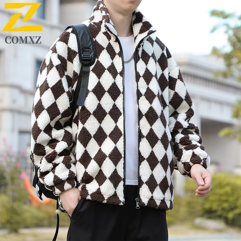 سترة COMXZ Urban للرجال مريحة للمشي لمسافات طويلة والسفر سترة مقاومة للبرد كلاسيكية بياقة واقفة بلون سادة ملابس شتوية مقاومة للرياح