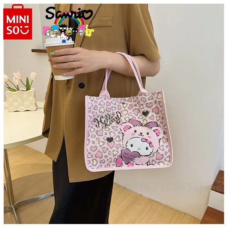 Miniso Hello Kitty nowa damska torebka modna wysokiej jakości damska torba na ramię kreskówka duża pojemność damska Mini torba