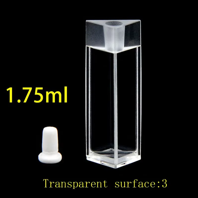 1PC Quartz triangle cuvette with plug capacity 1.75ml ,Transparent surface: 3