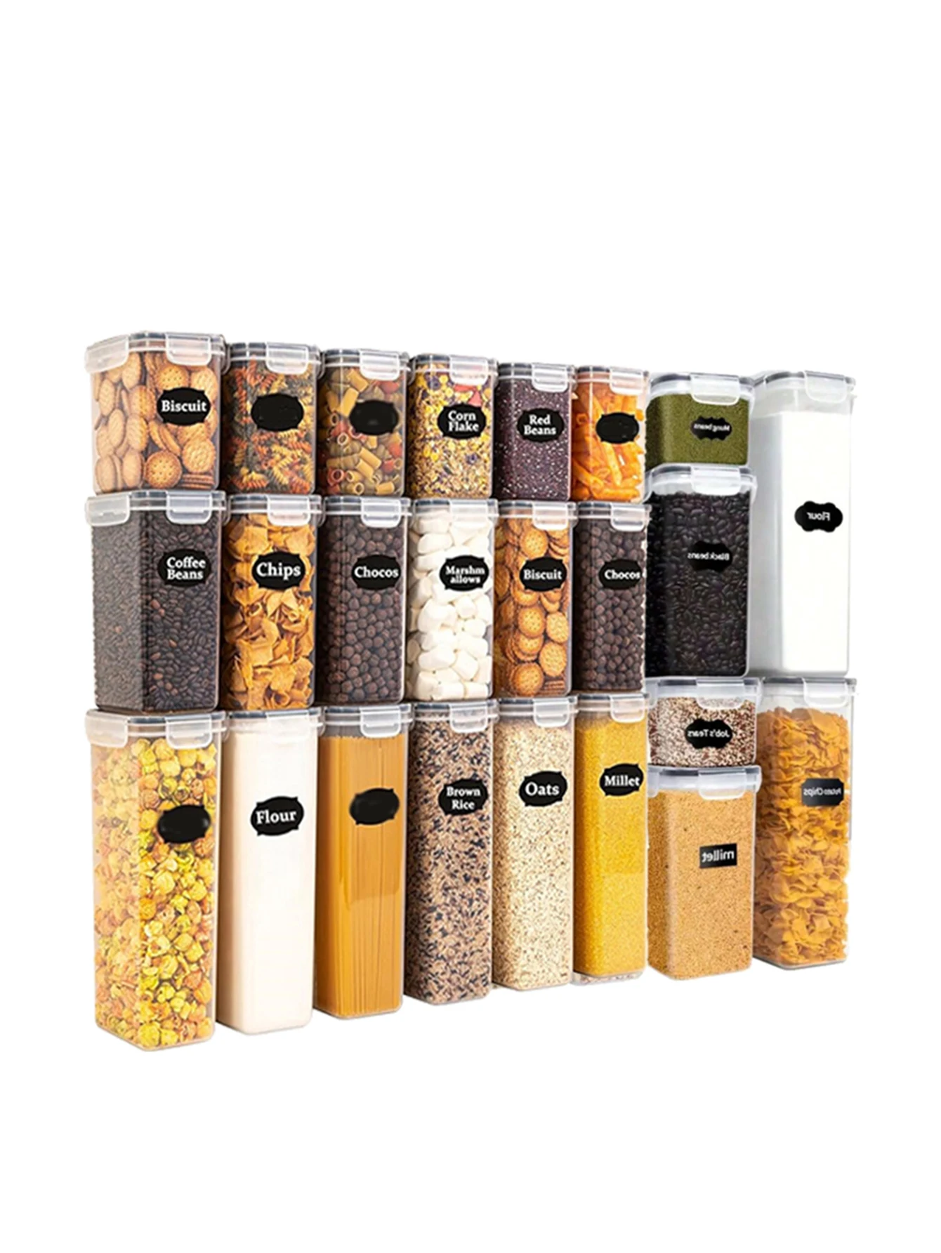 12pcs, Airtight Food Storage Containers with LIDS and Labels, Plastic Kitchen Storage Containers, Dry Cargo Jars for Flour, Sugar